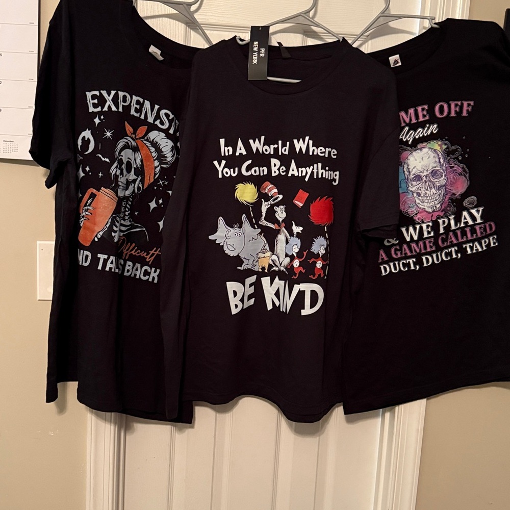NWT 2X bundle three black tee shirts with humorous graphics
